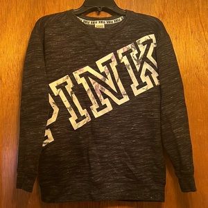 PINK fleece crewneck sweatshirt.